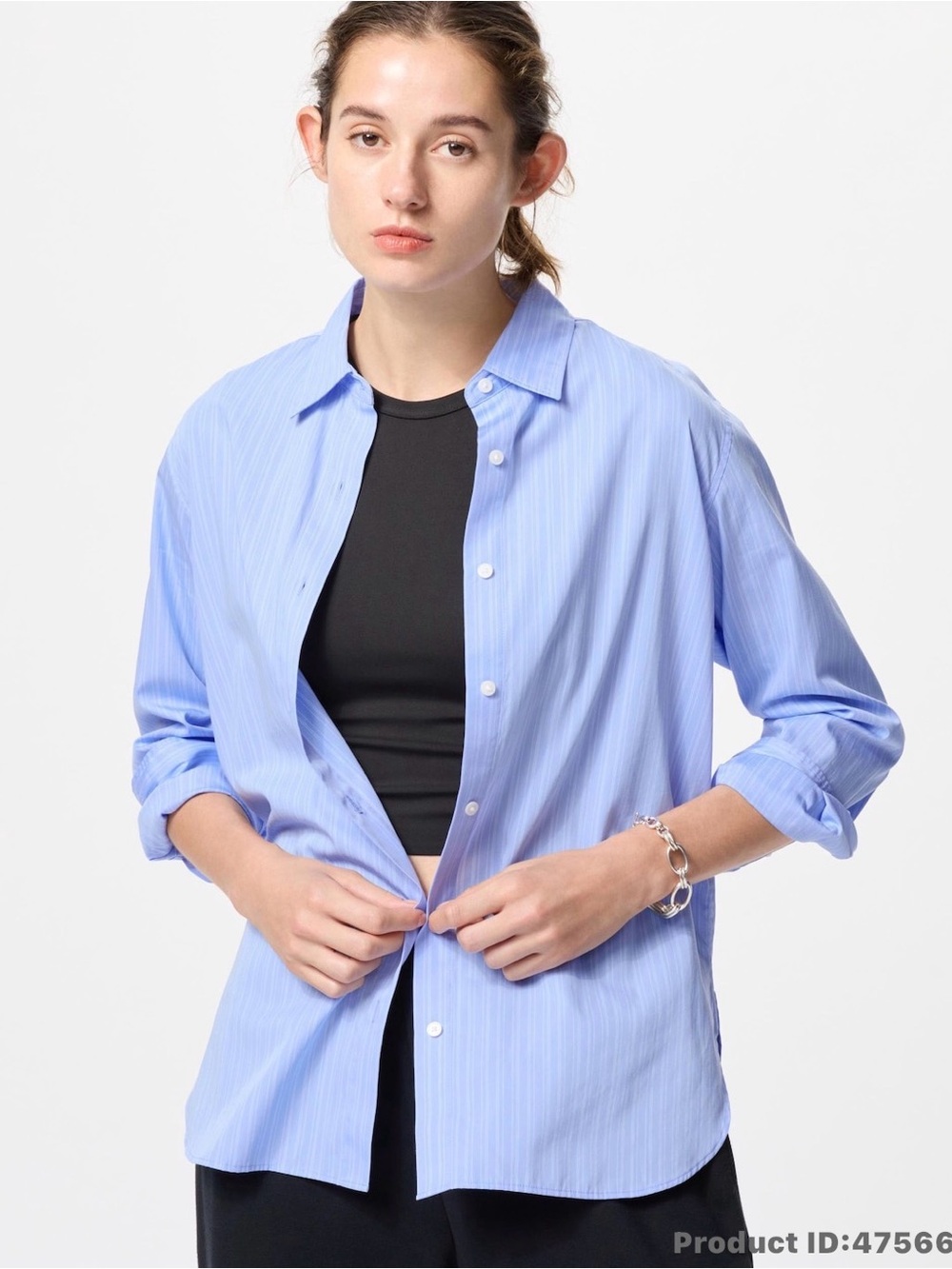 Uniqlo Light Blue Vertical-Stripe Button Down Shirt